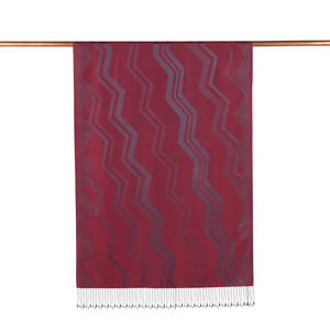 Burgundy Ethnic Zigzag Silk Scarf - Thumbnail