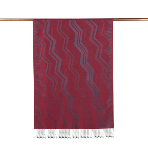 Burgundy Ethnic Zigzag Silk Scarf