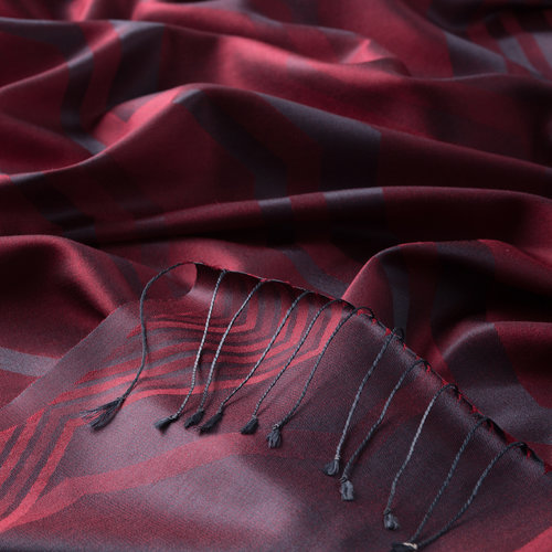 Burgundy Ethnic Zigzag Silk Scarf