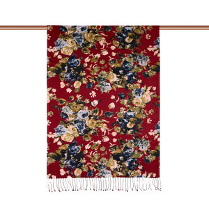 ipekevi - Burgundy Garden Spirit Print Silk Scarf (1)
