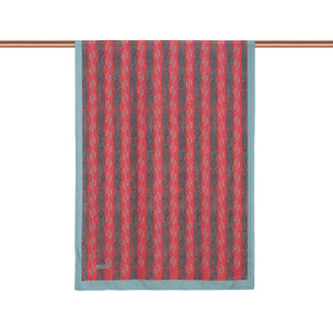 Burgundy Grey Monogram Print Tencel Scarf - Thumbnail