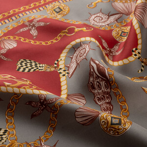 ipekevi - Burgundy Gulf Twill Silk Scarf (1)