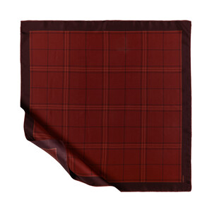 Burgundy Highlander Plaid Silk Twill Scarf - Thumbnail