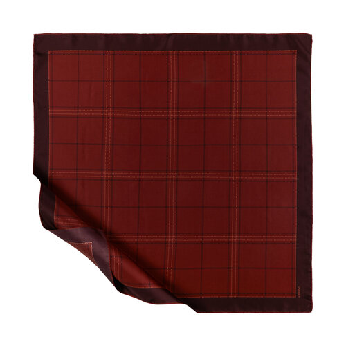 Burgundy Highlander Plaid Silk Twill Scarf