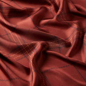 Burgundy Highlander Plaid Silk Twill Scarf - Thumbnail