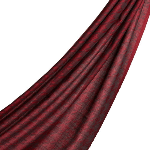 Burgundy Houndstooth Patterned Scarf