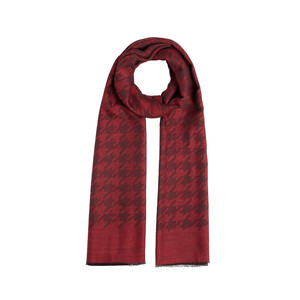 Burgundy Houndstooth Patterned Scarf - Thumbnail