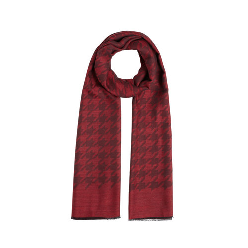 Burgundy Houndstooth Patterned Scarf