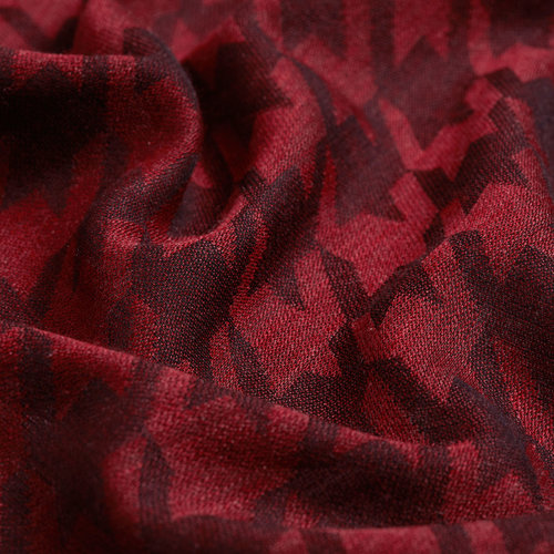 Burgundy Houndstooth Patterned Scarf