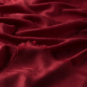 Burgundy Houndstooth Print Wool Silk Scarf - Thumbnail