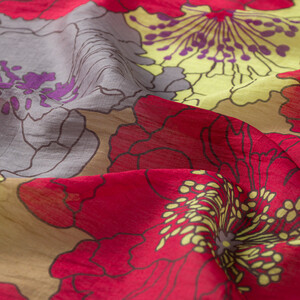 ipekevi - Burgundy Hydrangea Print Tencel Scarf (1)