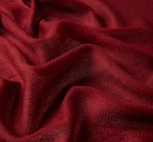 Burgundy Ikat Print Wool Silk Scarf - Thumbnail