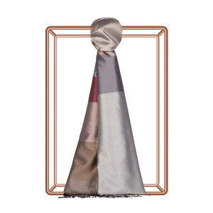 Burgundy Kushak Striped Silk Scarf - Thumbnail
