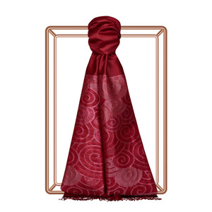 Burgundy Lurex Spiral Silk Scarf - Thumbnail