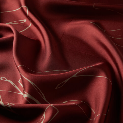 Burgundy Mink Trichosante Print Silk Twill Scarf