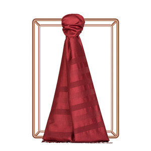 Burgundy Mono Striped Silk Scarf - Thumbnail