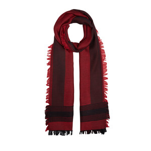 ipekevi - Burgundy Multi Stripe Wool Silk Scarf (1)