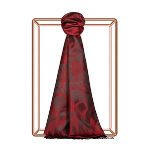 Burgundy Nev Garden Jacquard Silk Scarf - Thumbnail