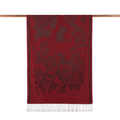 Burgundy Nev Garden Jacquard Silk Scarf