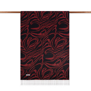 ipekevi - Burgundy Ocean Breeze Pattern Silk Scarf (1)
