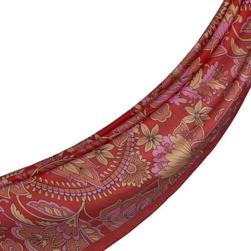 Burgundy Royal Ivy Pattern Tencel Scarf