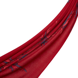 Burgundy Sadberk Woven Wool Silk Scarf - Thumbnail