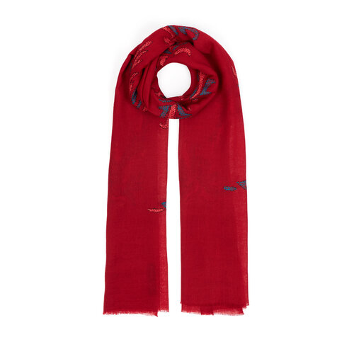 Burgundy Sadberk Woven Wool Silk Scarf