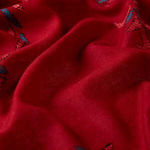 Burgundy Sadberk Woven Wool Silk Scarf - Thumbnail
