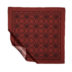 Burgundy Seljuk Monogram Silk Twill Scarf - Thumbnail