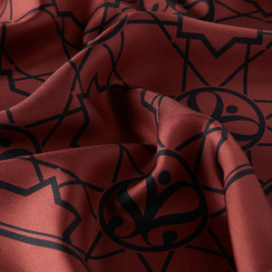 Burgundy Seljuk Monogram Silk Twill Scarf - Thumbnail