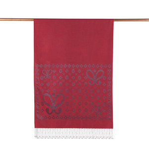 ipekevi - Burgundy Semi Monogram Print Silk Scarf (1)