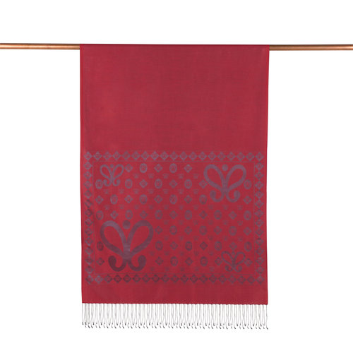 Burgundy Semi Monogram Print Silk Scarf