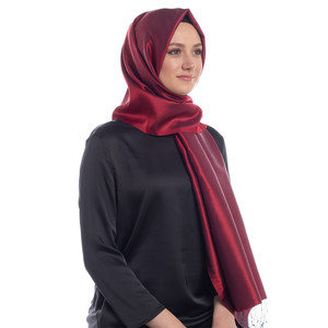 ipekevi - Burgundy Shantung Silk Scarf (1)