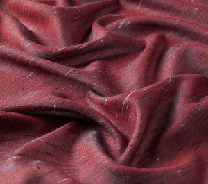 Burgundy Shantung Wool Silk Scarf - Thumbnail