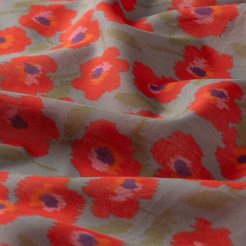 Burgundy Spring Flowers Cotton Scarf