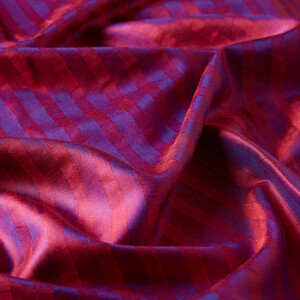 Burgundy Stripe Patterned Silk Shawl - Thumbnail