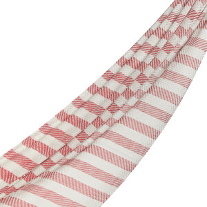 Burgundy Striped Linen Cotton Scarf - Thumbnail