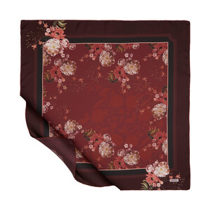 Burgundy Symphony Twill Silk Scarf - Thumbnail