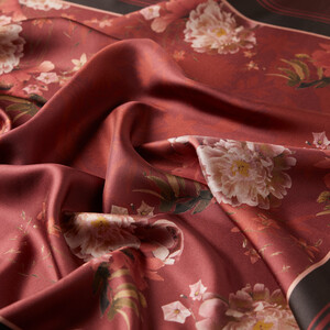 Burgundy Symphony Twill Silk Scarf - Thumbnail