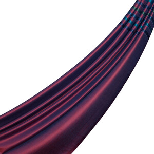 Burgundy Thin Striped Silk Scarf - Thumbnail