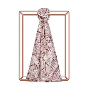 Burgundy Tree Bark Print Silk Scarf - Thumbnail