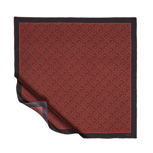 Burgundy Typo Monogram Silk Twill Scarf