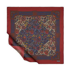 Burgundy Uskudar Twill Silk Scarf - Thumbnail
