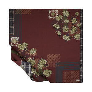 Burgundy Wicker Basket Twill Silk Scarf - Thumbnail