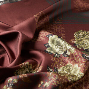 ipekevi - Burgundy Wicker Basket Twill Silk Scarf (1)