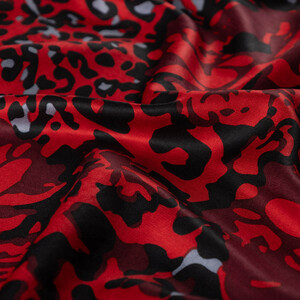 Burgundy Wild Rose Print Silk Scarf - Thumbnail