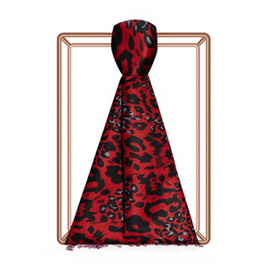 ipekevi - Burgundy Wild Rose Print Silk Scarf