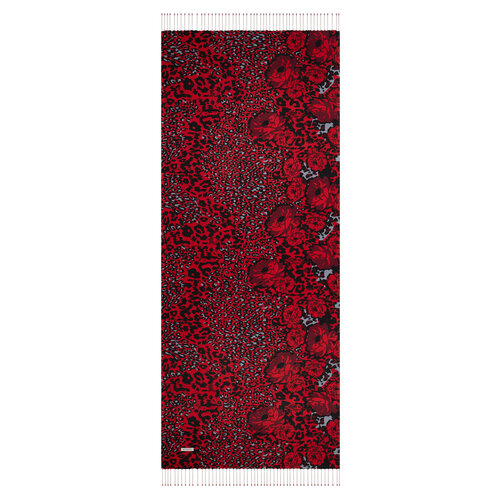 Burgundy Wild Rose Print Silk Scarf