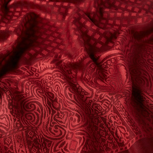 Burgundy Wool Silk Scarf - Thumbnail