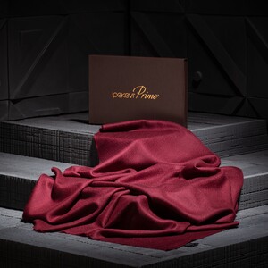 Burgundy Wool Silk Scarf - Thumbnail